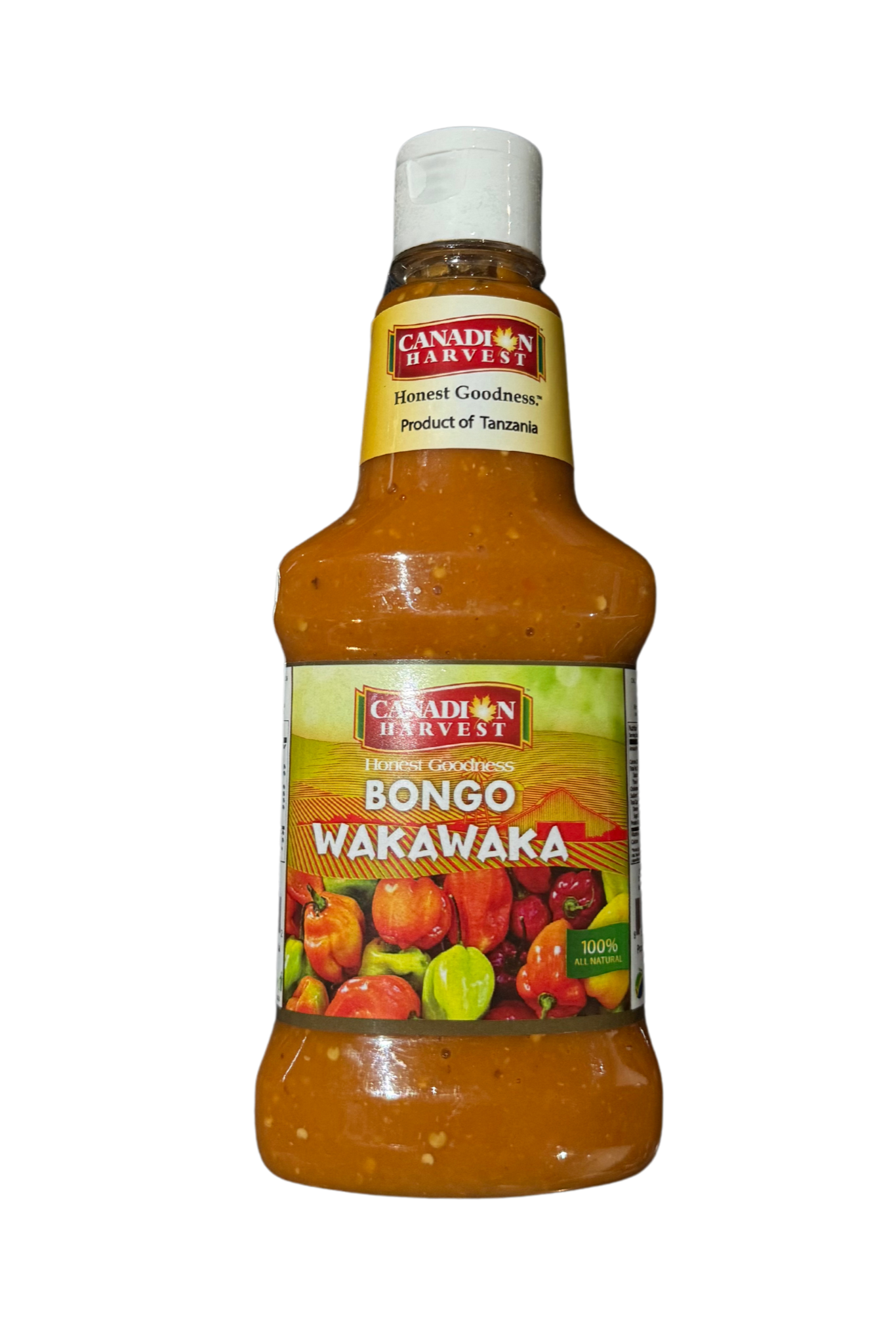 Bongo Wakawaka Hot Sauce Made with Scotch Bonnet Peppers by Canadian Harvest