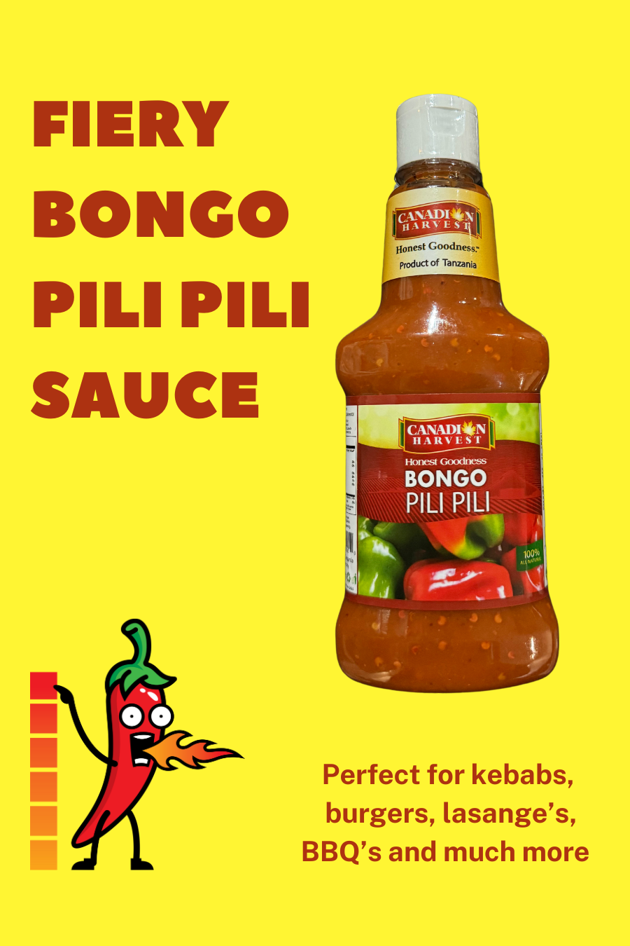 Bongo Pili Pili (Peri Peri) Hot Sauce by Candian Harvest